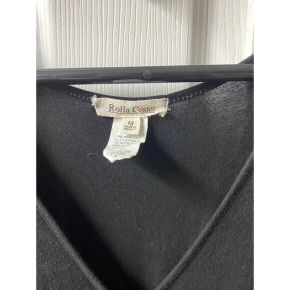 Rolla Coster Vintage Womens Medium Black Knit Faux Wrap Maxi Dress - Picture 2 of 5